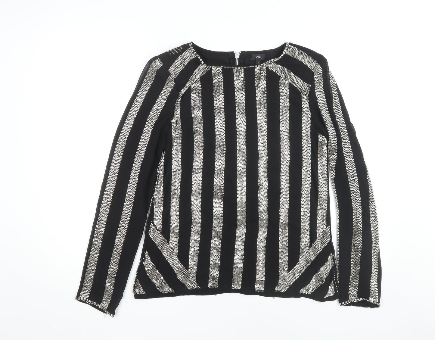 Womens UK Size 8 River Island Black Basic Blouse