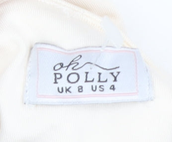 Oh Polly Women’s Ivory Ruched Long Sleeve Dress