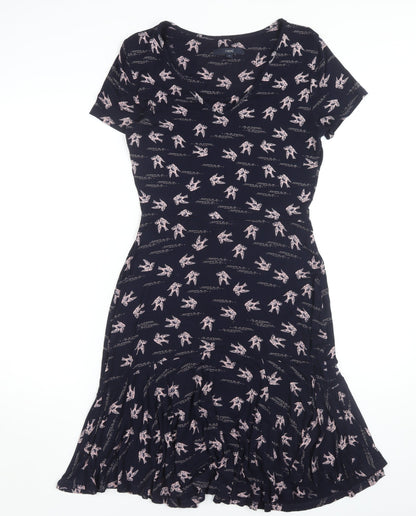 Next Women's Black Animal Print Sheath Dress Size 8