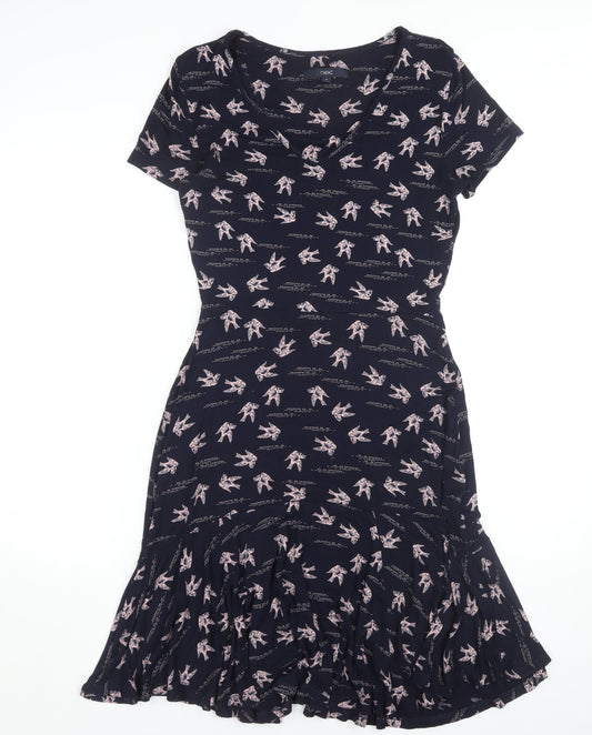 Next Women's Black Animal Print Sheath Dress Size 8