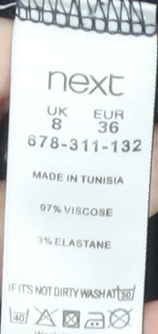 Next Women's Black Animal Print Sheath Dress Size 8