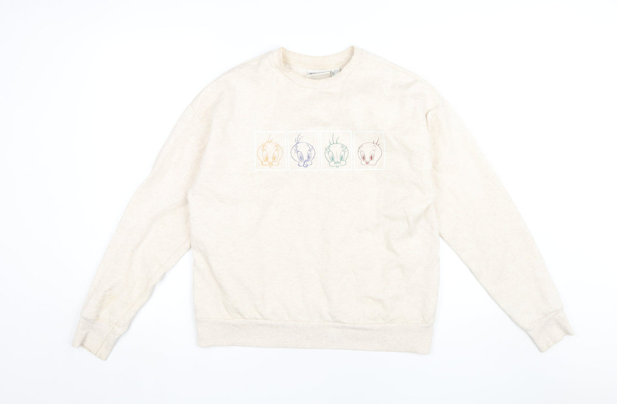 Womens UK Size XS Looney Tunes Beige Pullover Sweatshirt