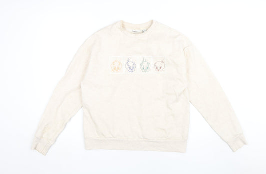 Womens UK Size XS Looney Tunes Beige Pullover Sweatshirt