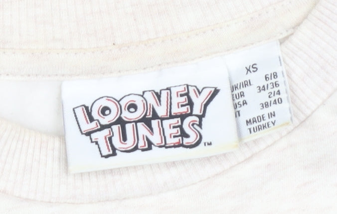Womens UK Size XS Looney Tunes Beige Pullover Sweatshirt