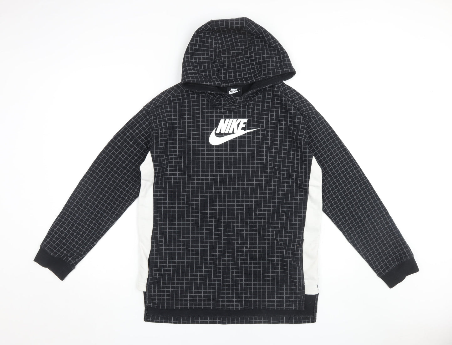 Nike Boys Black Check Pullover Hoodie XL