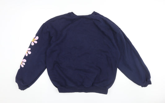 Bershka Women's Blue Pullover Sweatshirt L