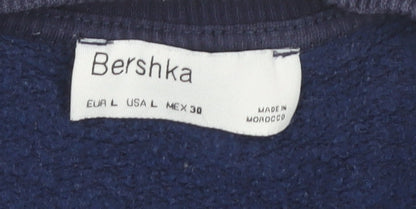Bershka Women's Blue Pullover Sweatshirt L