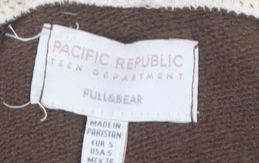 Teens UK Size S Pull&Bear Brown Pullover Hoodie