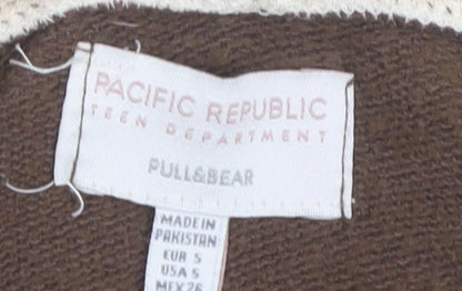 Teens UK Size S Pull&Bear Brown Pullover Hoodie