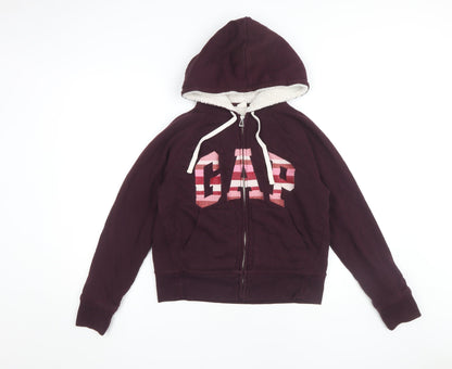 Gap Women's Red Hoodie S Petite Zip Logo Casual