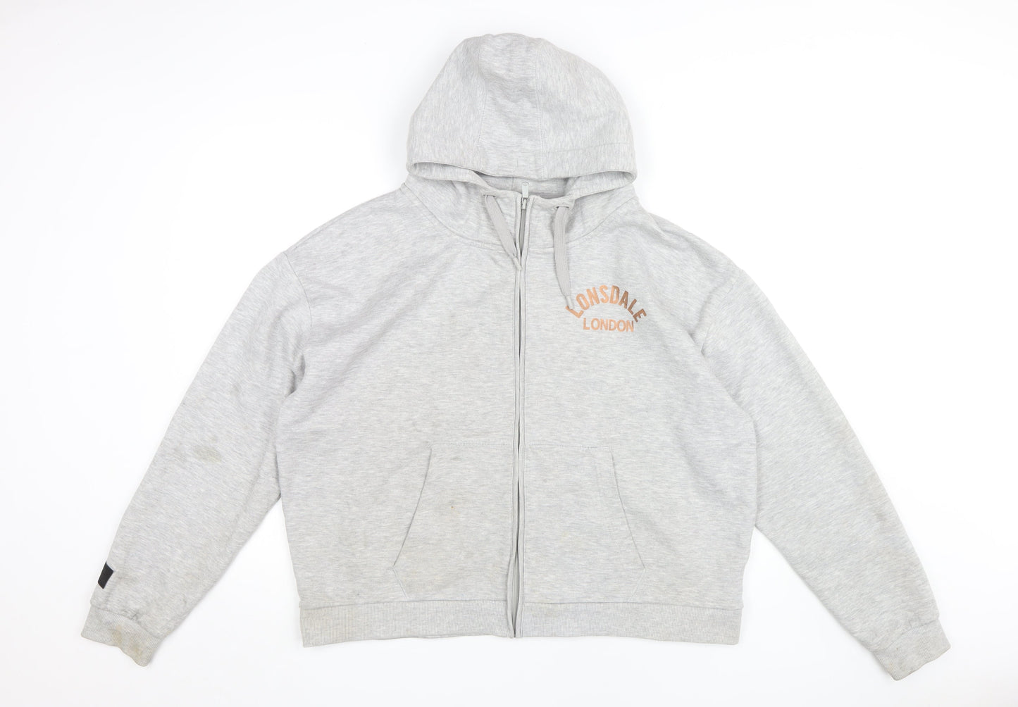 Lonsdale Women's Grey Full Zip Hoodie Size 16