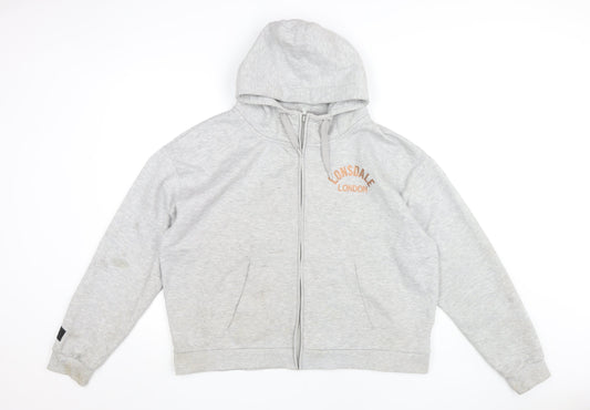 Lonsdale Women's Grey Full Zip Hoodie Size 16