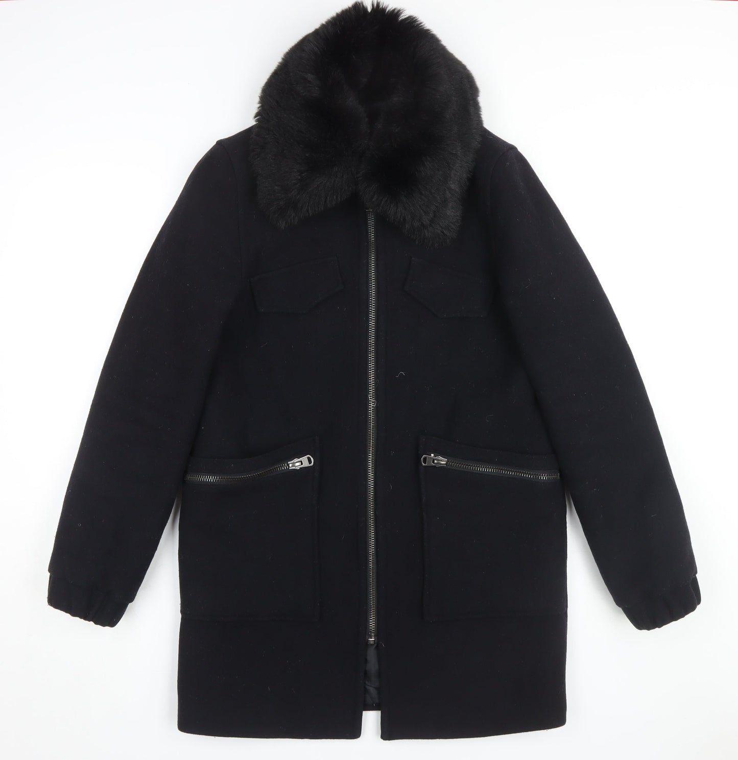 Womens UK Size 10 Topshop Black Overcoat