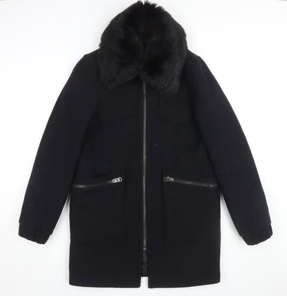 Womens UK Size 10 Topshop Black Overcoat