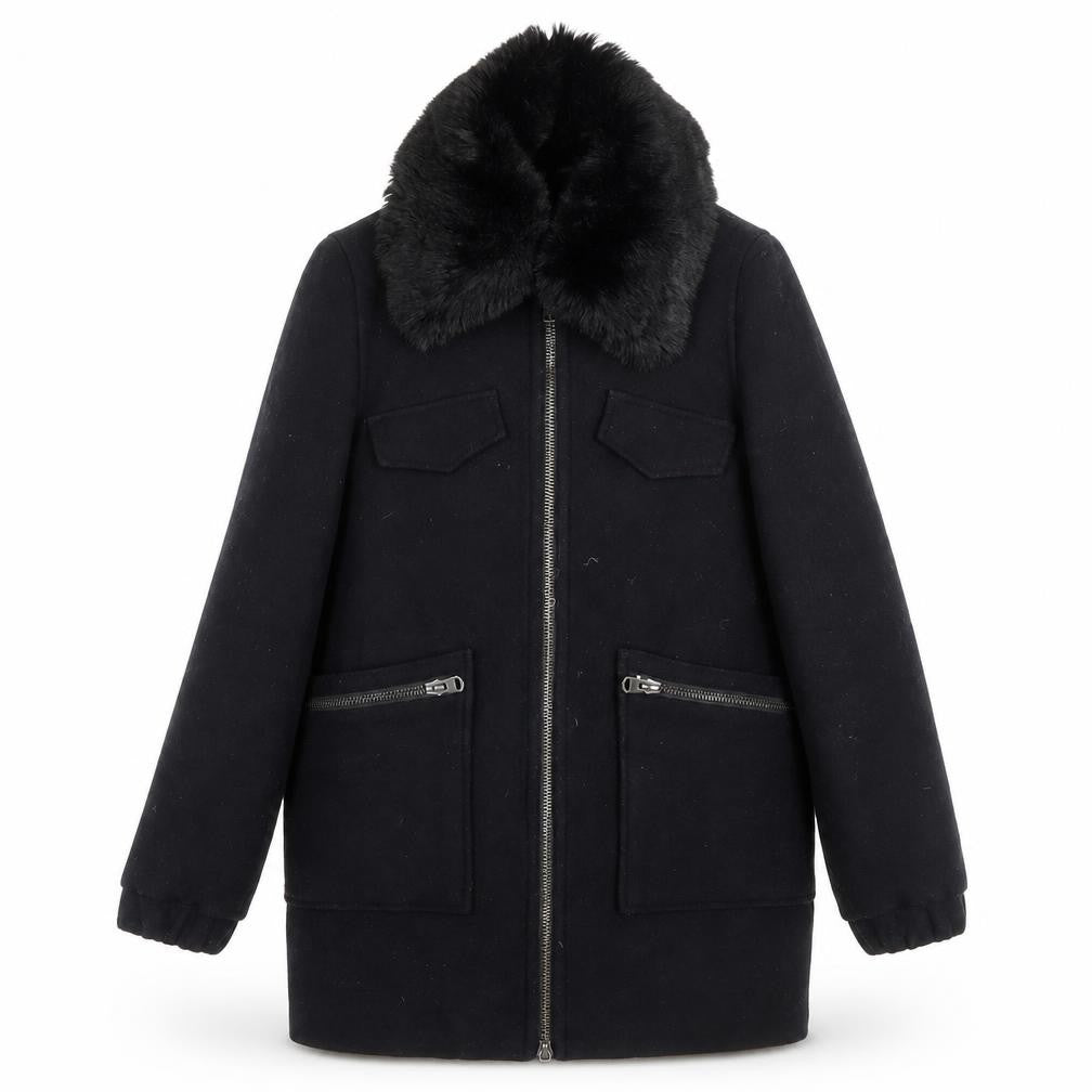 Womens UK Size 10 Topshop Black Overcoat