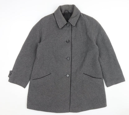 BH Women’s Grey Wool Overcoat, Size 12, Classic Style