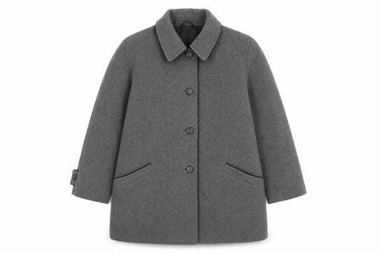 BH Women’s Grey Wool Overcoat, Size 12, Classic Style