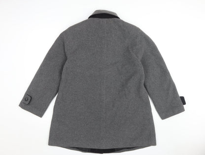 BH Women’s Grey Wool Overcoat, Size 12, Classic Style