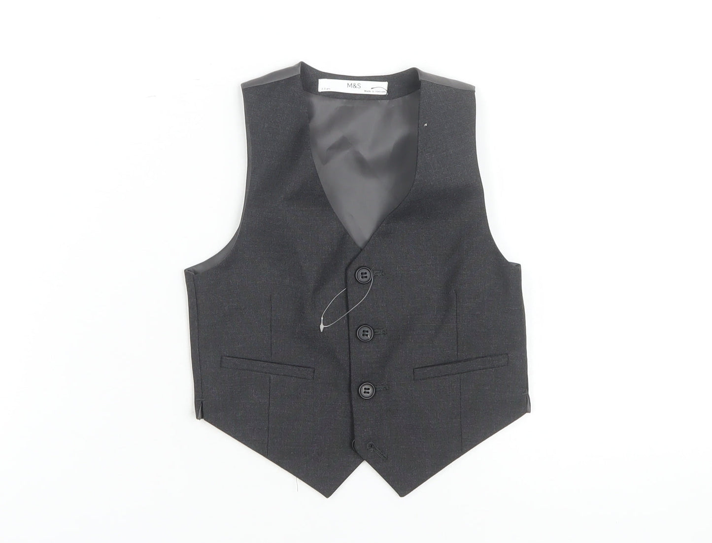 Marks and Spencer Boys Black Suit Waistcoat 2-3 Years