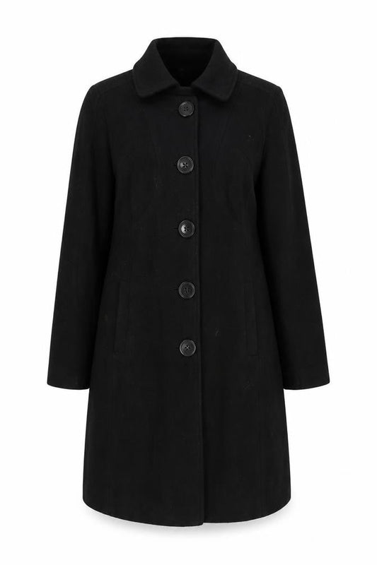 De La Crème Women's Black Wool Overcoat Size 12