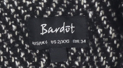 Bardot Women's Black Tweed Overcoat Size 2