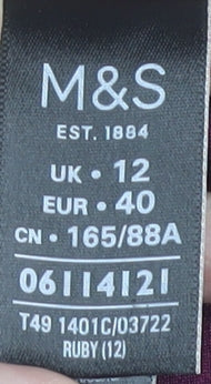 Womens UK Size 12 Marks and Spencer Purple Overcoat