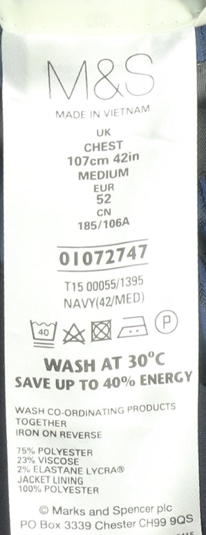 Mens UK Size 42 Marks and Spencer Regular Blue Suit Jacket