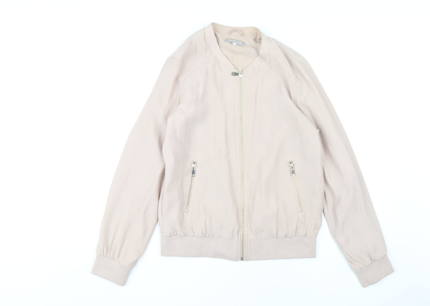 Womens UK Size 12 Debenhams Beige Bomber Jacket
