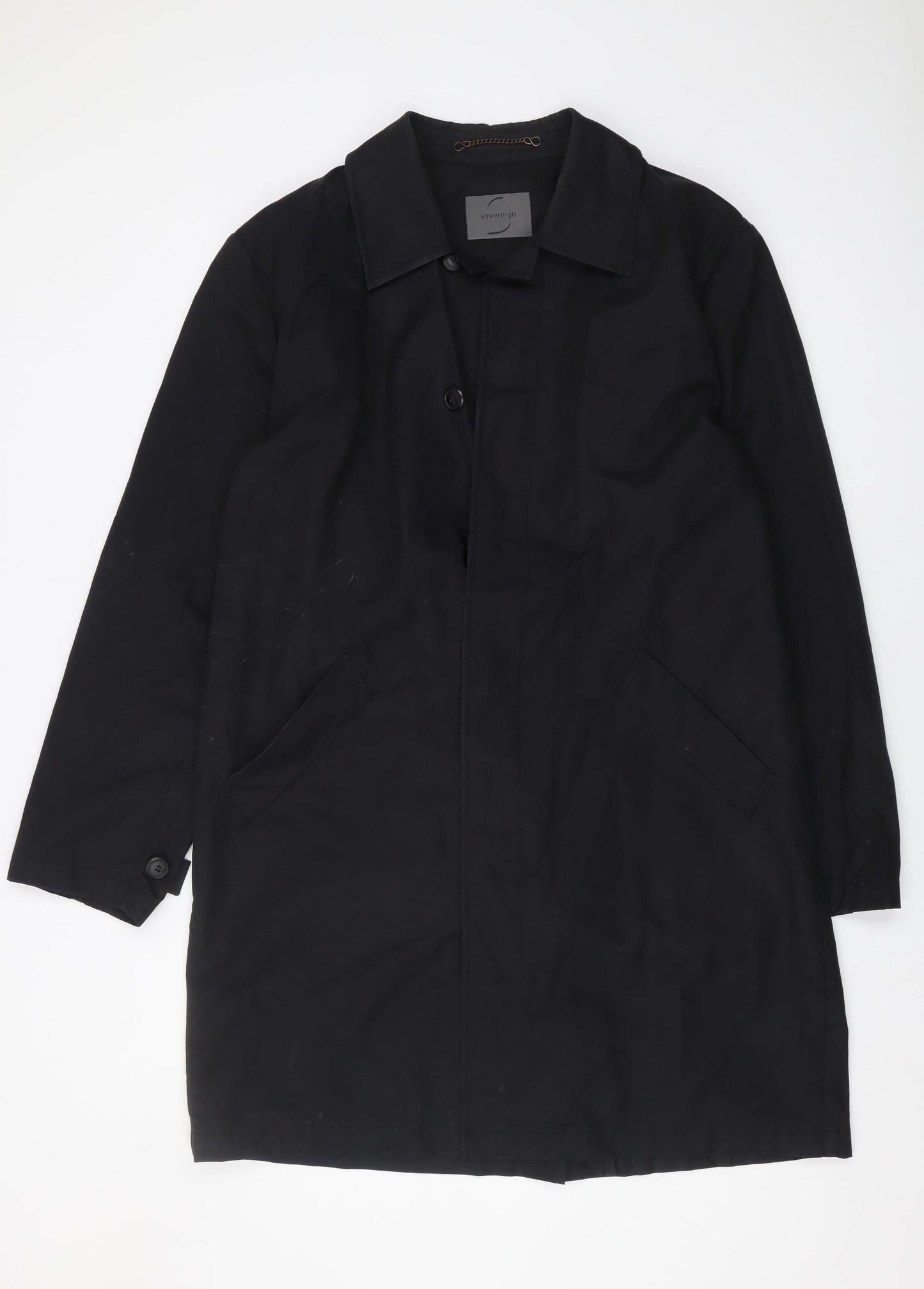 Mens UK Size S Sovereign Black Overcoat