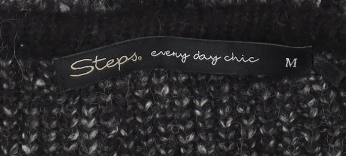 Steps Women’s Black Cardigan Geometric Knit M