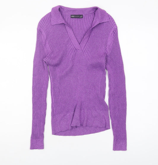 Womens UK Size 12 Marks and Spencer Purple Pullover Jumper