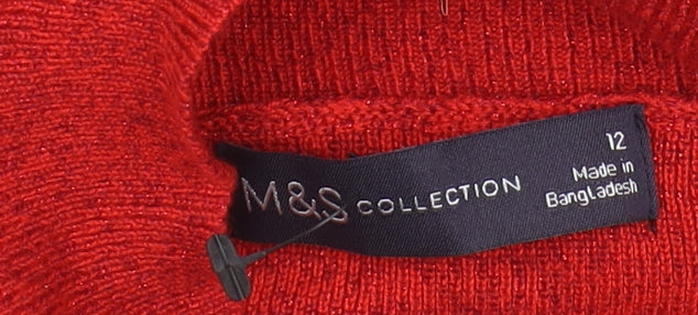 Womens UK Size 12 Marks and Spencer Red Pullover Jumper