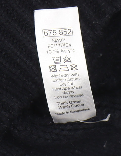 M&Co Men's Black Henley Waffle Knit Jumper Size M