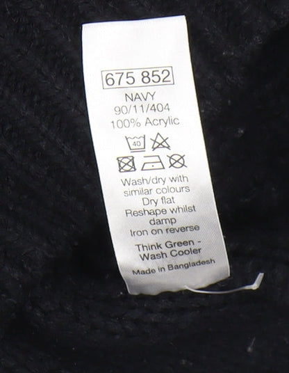 M&Co Men's Black Henley Waffle Knit Jumper Size M