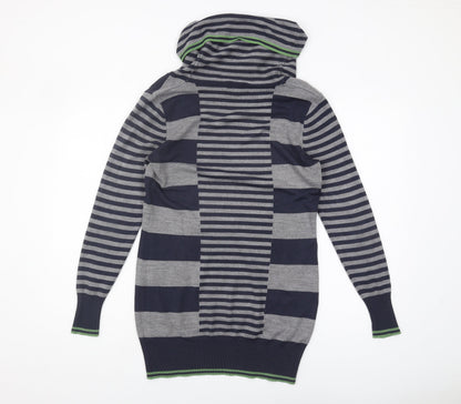 Marks and Spencer Women's Grey/Blue Striped Pullover Jumper Size 10