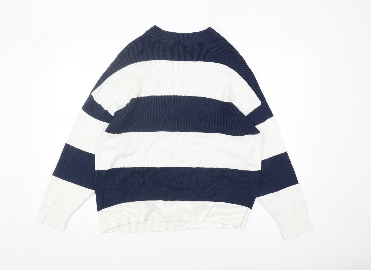 bpc Women's Blue Striped Pullover Jumper M