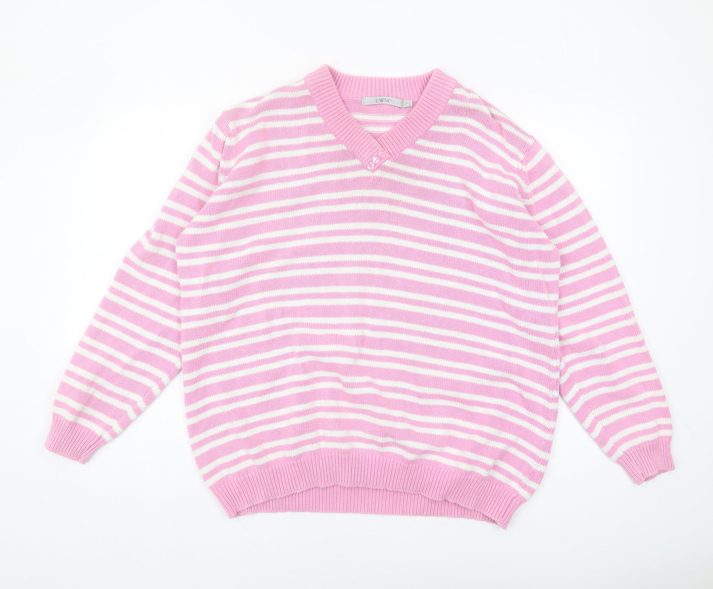 EWM Women's Pink Striped Pullover Jumper - Size XL