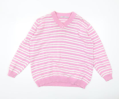 EWM Women's Pink Striped Pullover Jumper - Size XL
