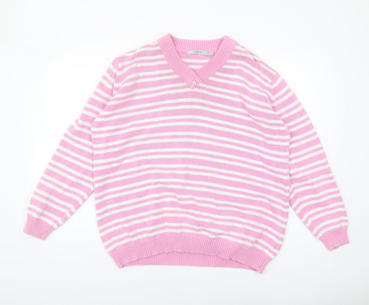 EWM Women's Pink Striped Pullover Jumper - Size XL