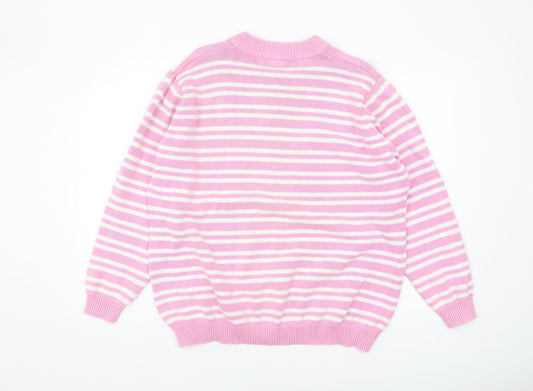 EWM Women's Pink Striped Pullover Jumper - Size XL