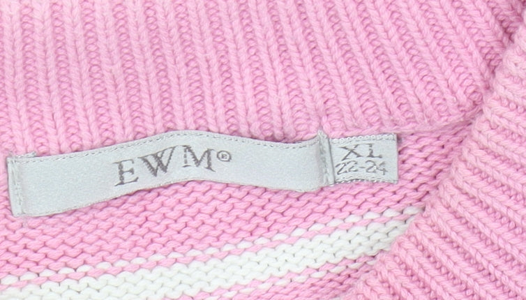 EWM Women's Pink Striped Pullover Jumper - Size XL