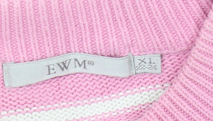EWM Women's Pink Striped Pullover Jumper - Size XL
