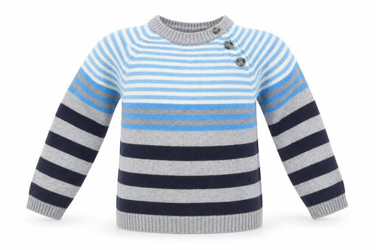 H&M Unisex Blue & Grey Striped Cotton Pullover Jumper 24M