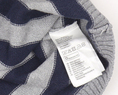 H&M Unisex Blue & Grey Striped Cotton Pullover Jumper 24M