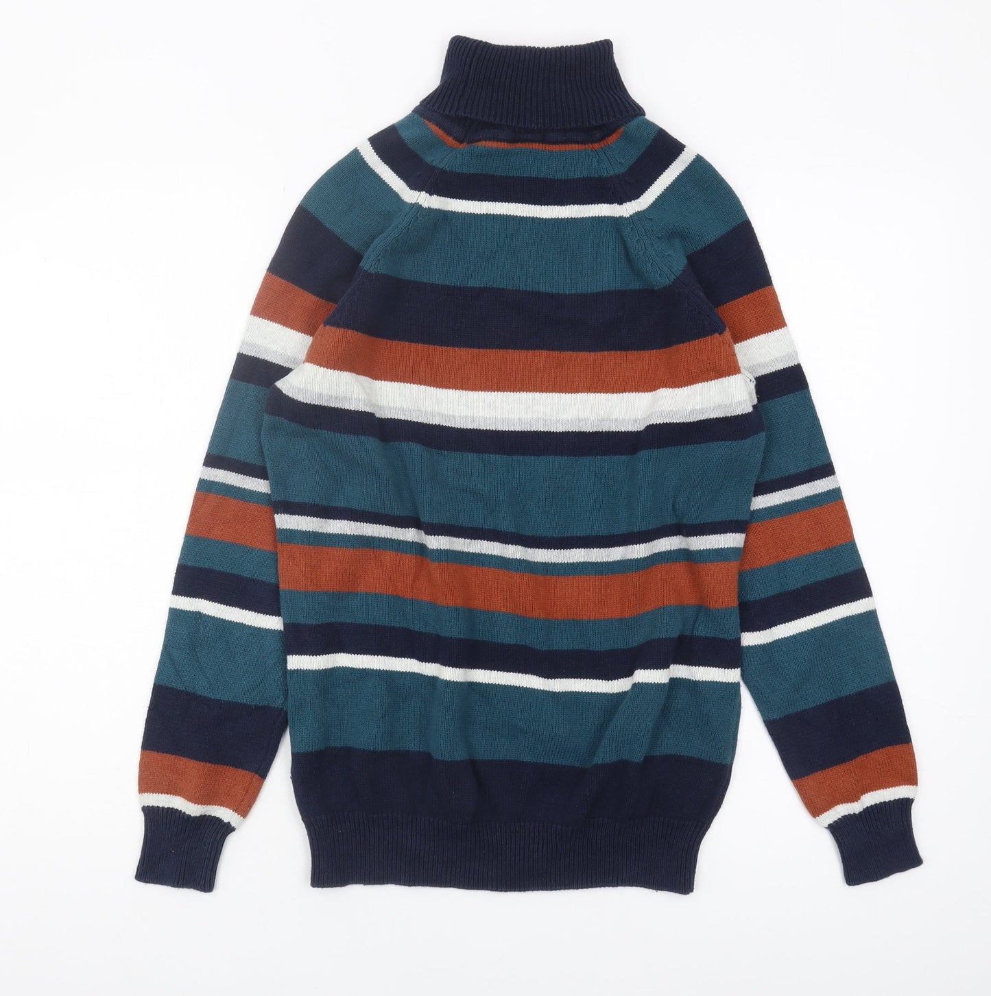 Cotton Traders Men's XS Striped Roll Neck Jumper
