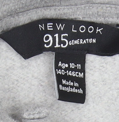 New Look Girls Grey Pullover Hoodie 146 Sports Style
