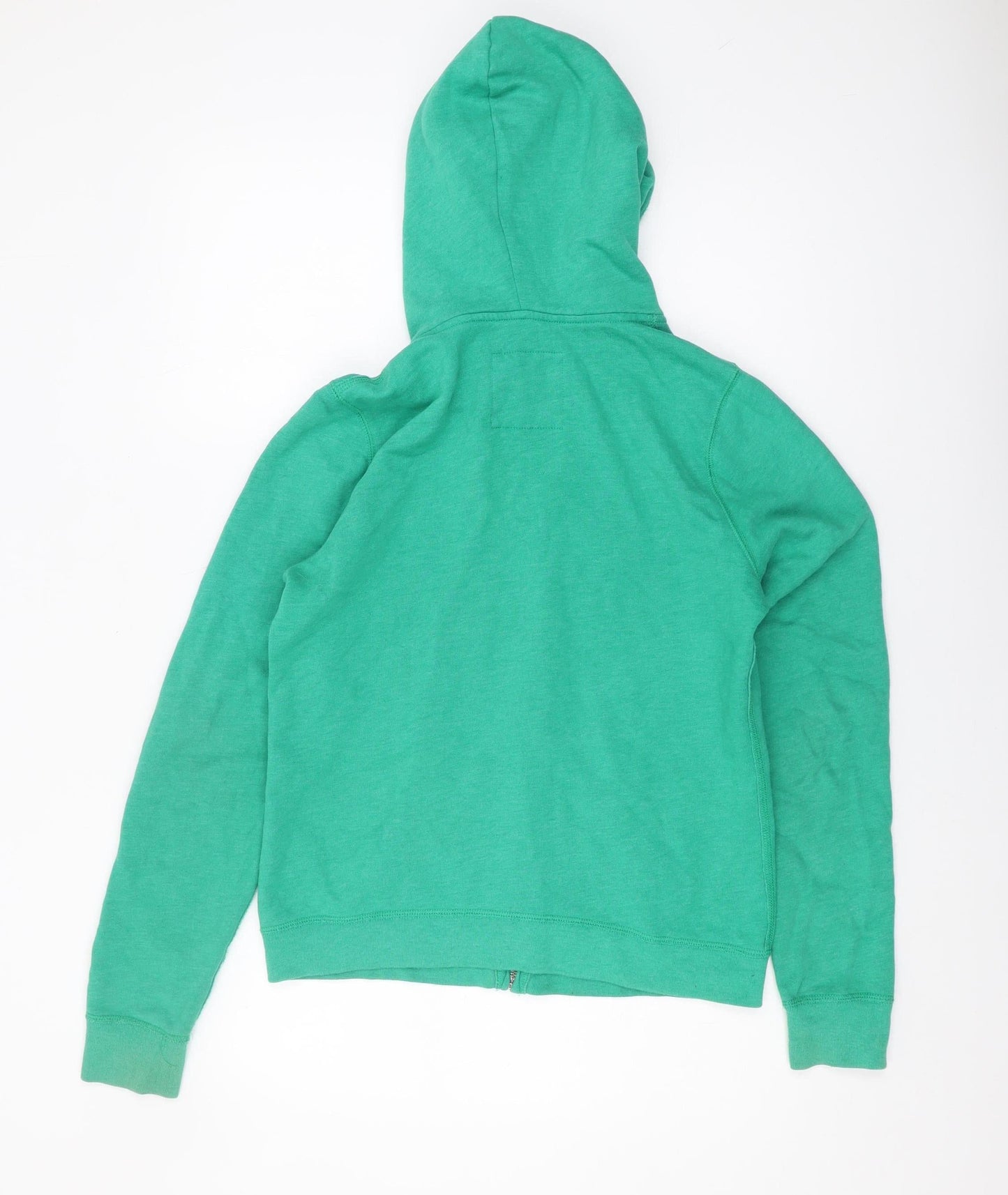Hollister Green Unisex Full Zip Hoodie L, Casual, Logo