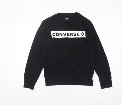 Converse Boys Black Sweatshirt, Size M, Crew Neck