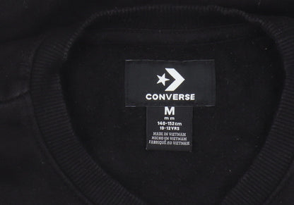 Converse Boys Black Sweatshirt, Size M, Crew Neck