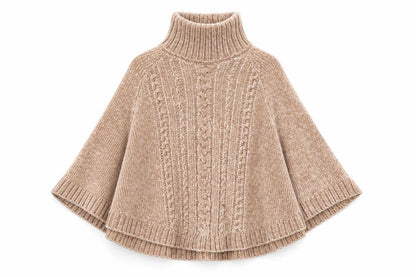 Next Girls Beige Cape Jumper, Roll Neck, Size 7-8 Years